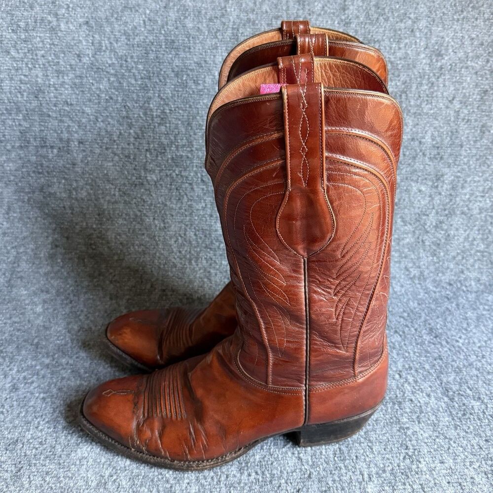 Vintage Lucchese L6609 Brown Leather Cowboy Western Boots Men’s 11 D USA - Picture 4 of 16